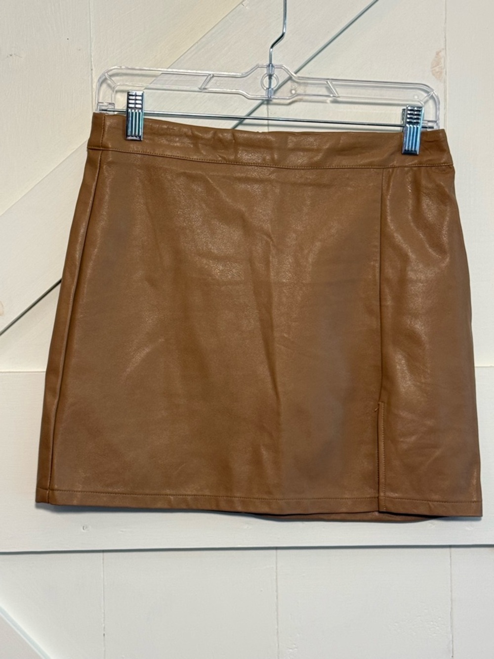 Pink Lily Faux Leather Mini Skirt Brown Camel Size Small Y2K Edgy
